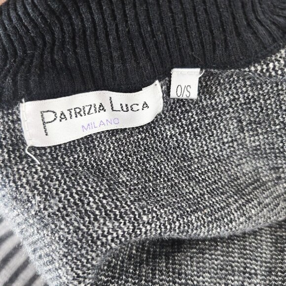 Patricia Luca Milano Black White Sweater Oversized Cape Knit Women One Size Mod - Picture 7 of 7